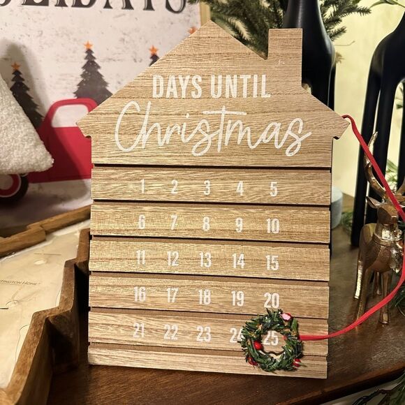 Wooden House Christmas Countdown Shelf or Hanging Decor Price Firm - Picture 5 of 5